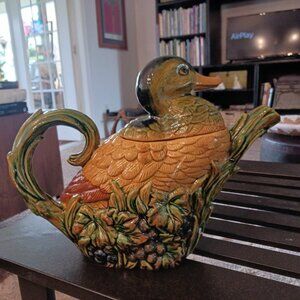 Vintage Mallard Duck Ceramic Tea Pot 9"x12"